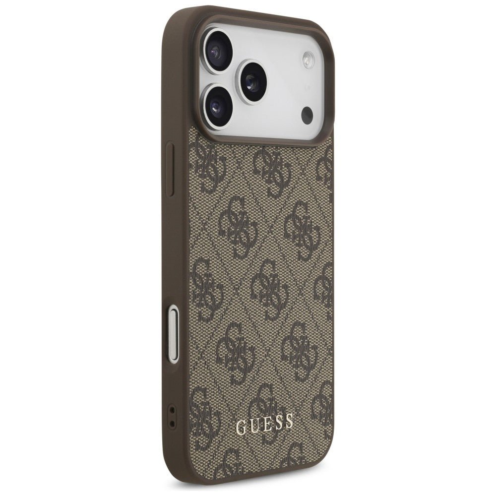 Guess iPhone 17 Pro Max / iPhone 18 Pro Max - Σκληρή Θήκη με Πλαίσιο Σιλικόνης και Επένδυση Συνθετικού Δέρματος - 4G Classic - Brown