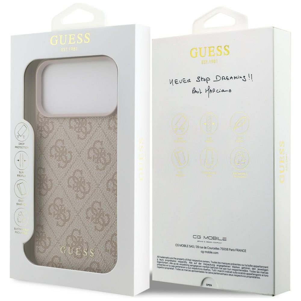 Guess iPhone 17 Pro Max / iPhone 18 Pro Max - Σκληρή Θήκη με Πλαίσιο Σιλικόνης και Επένδυση Συνθετικού Δέρματος - 4G Classic - Pink