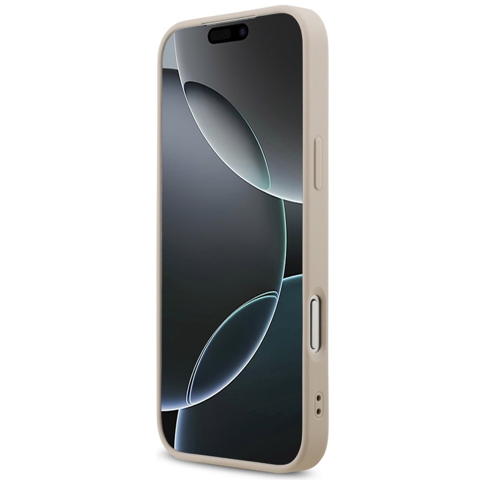 Guess iPhone 17 Pro Max / iPhone 18 Pro Max - Σκληρή Θήκη με Πλαίσιο Σιλικόνης και Επένδυση Συνθετικού Δέρματος - 4G Small Classic Logo MagSafe - Pink