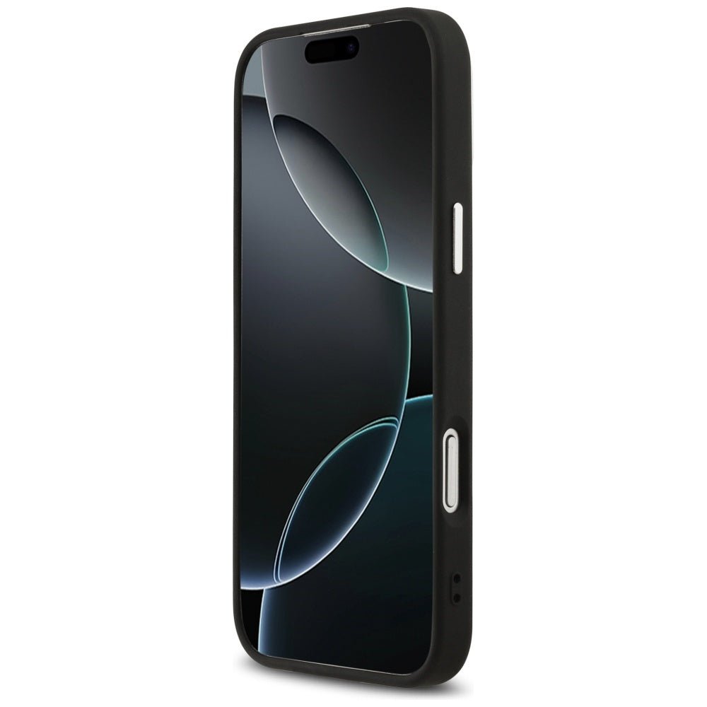 Guess iPhone 17 Pro Max - Σκληρή Θήκη με Επένδυση Οικολογικού Δέρματος - Triangle Logo MagSafe - Black