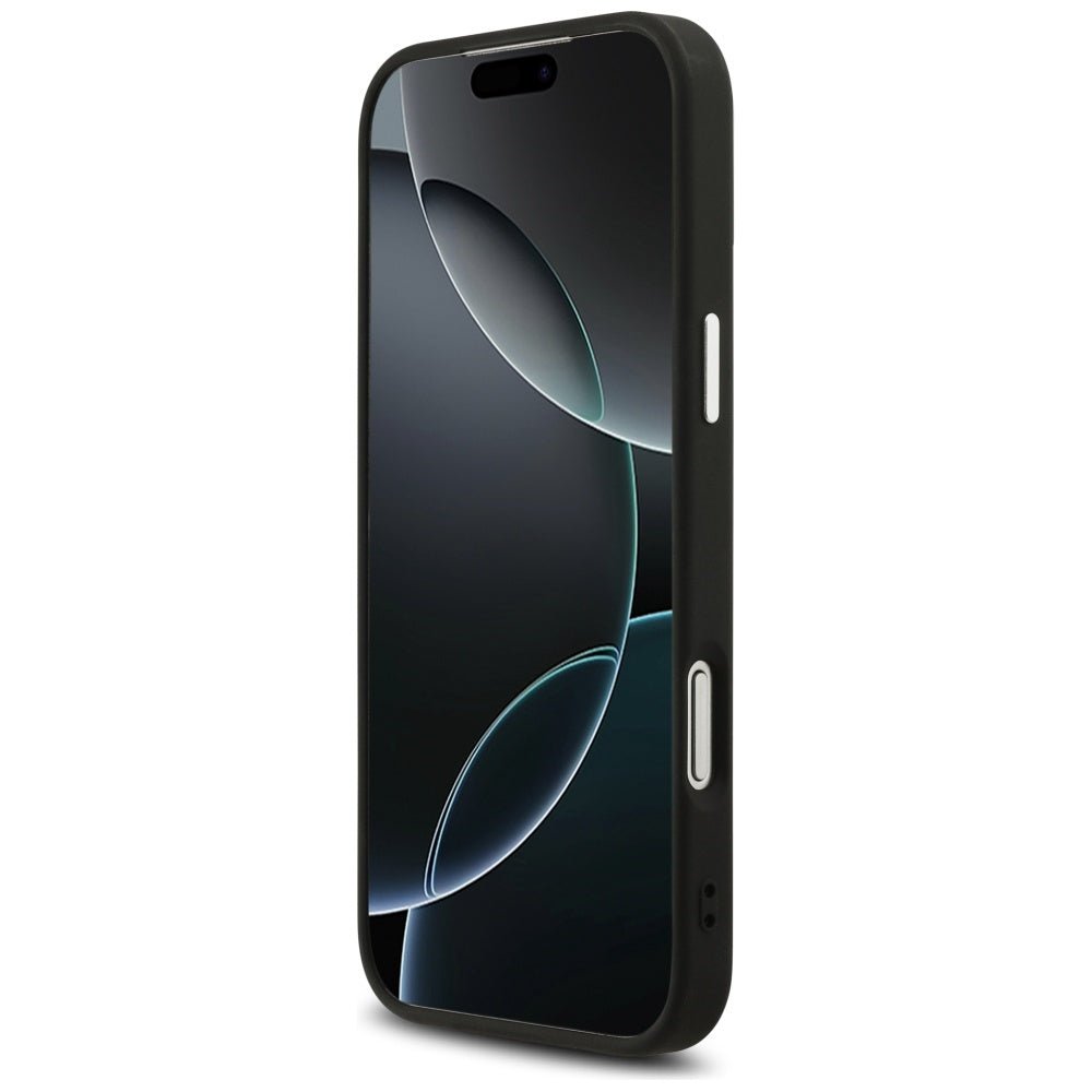 Guess iPhone 17 Pro Max - Σκληρή Θήκη με Πλαίσιο Σιλικόνης - Glitter Triangle Logo MagSafe - Black
