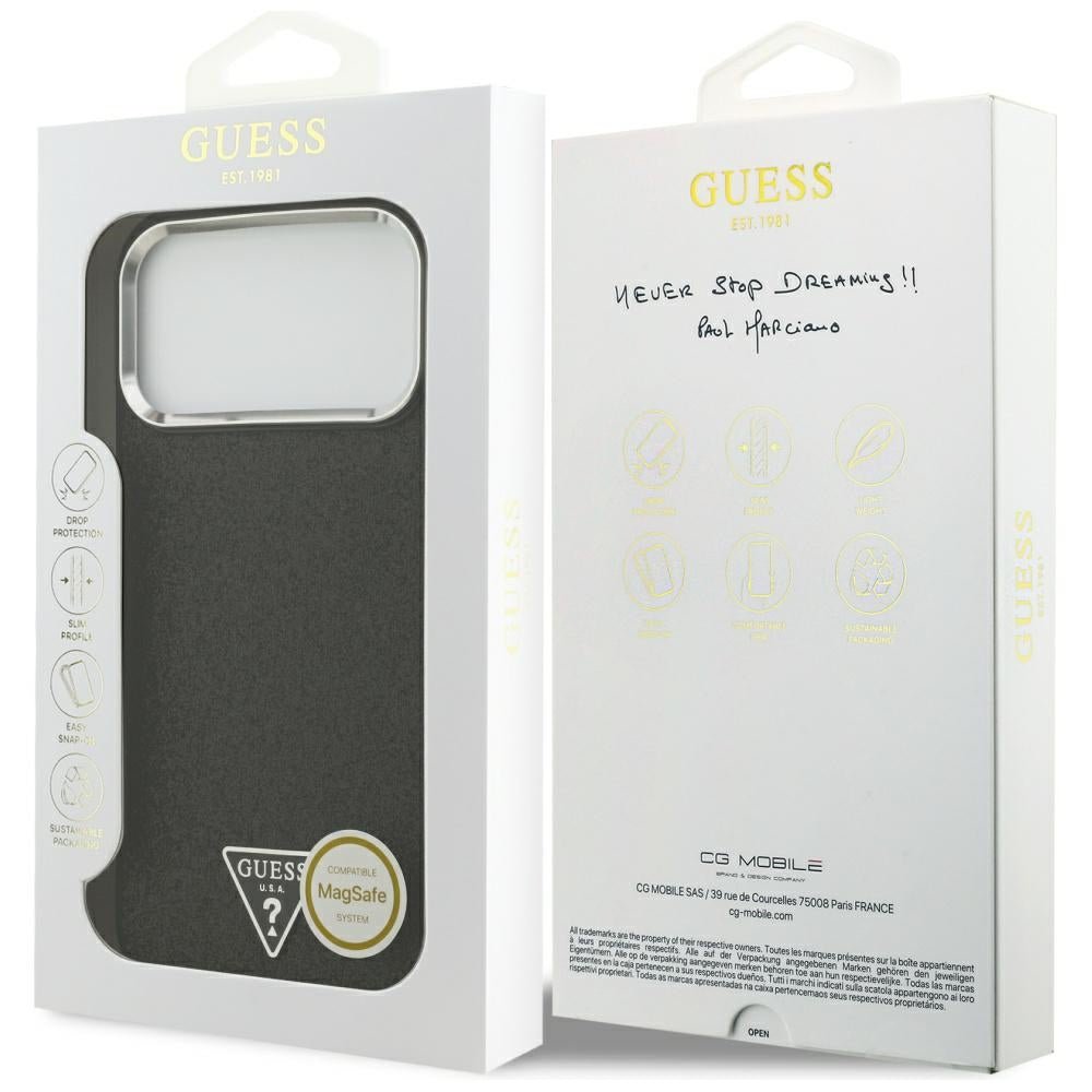 Guess iPhone 17 Pro Max - Σκληρή Θήκη με Πλαίσιο Σιλικόνης - Glitter Triangle Logo MagSafe - Black