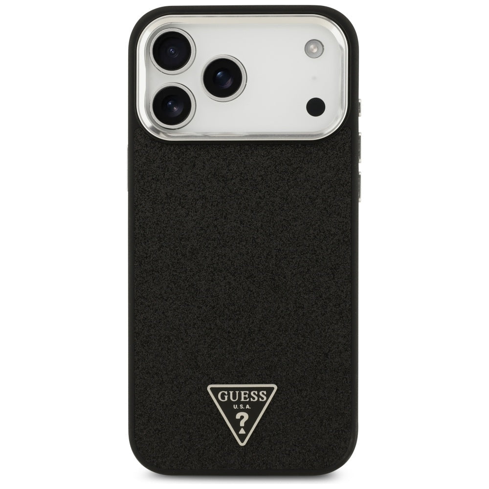 Guess iPhone 17 Pro Max - Σκληρή Θήκη με Πλαίσιο Σιλικόνης - Glitter Triangle Logo MagSafe - Black