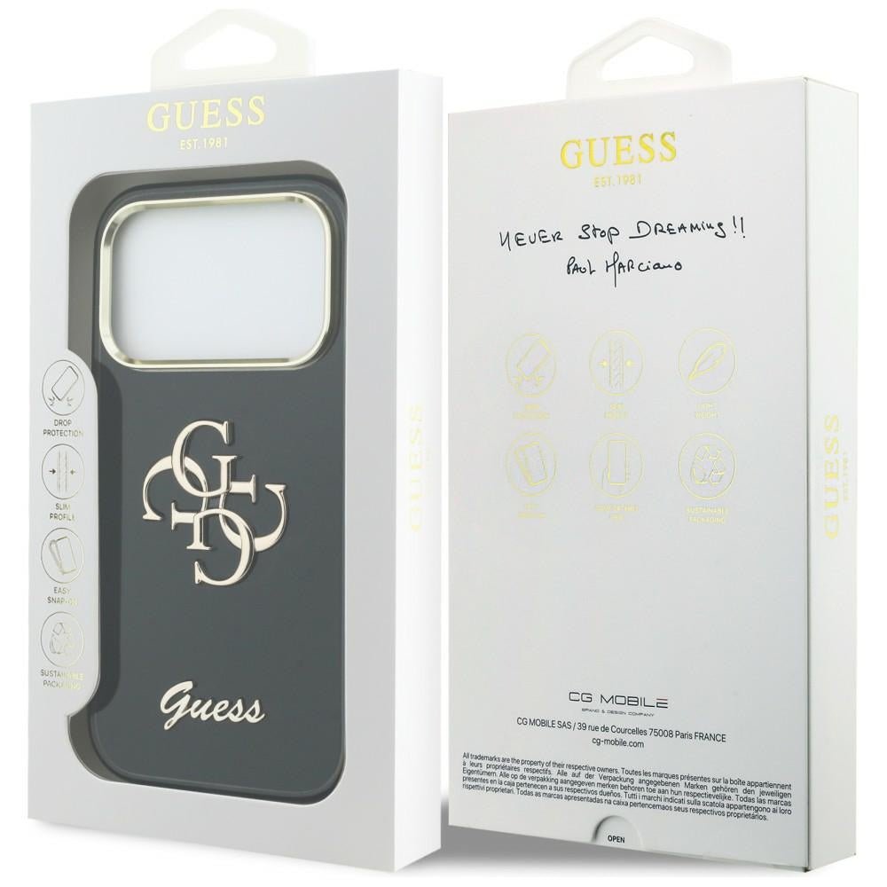 Guess iPhone 17 Pro Max - Σκληρή Θήκη με Πλαίσιο Σιλικόνης - IML 4G Script Metal - Black