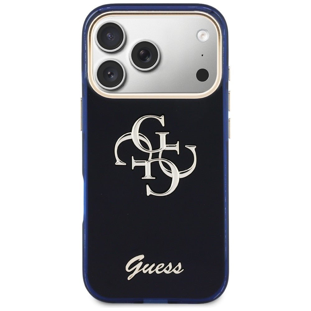 Guess iPhone 17 Pro Max - Σκληρή Θήκη με Πλαίσιο Σιλικόνης - IML 4G Script Metal - Blue