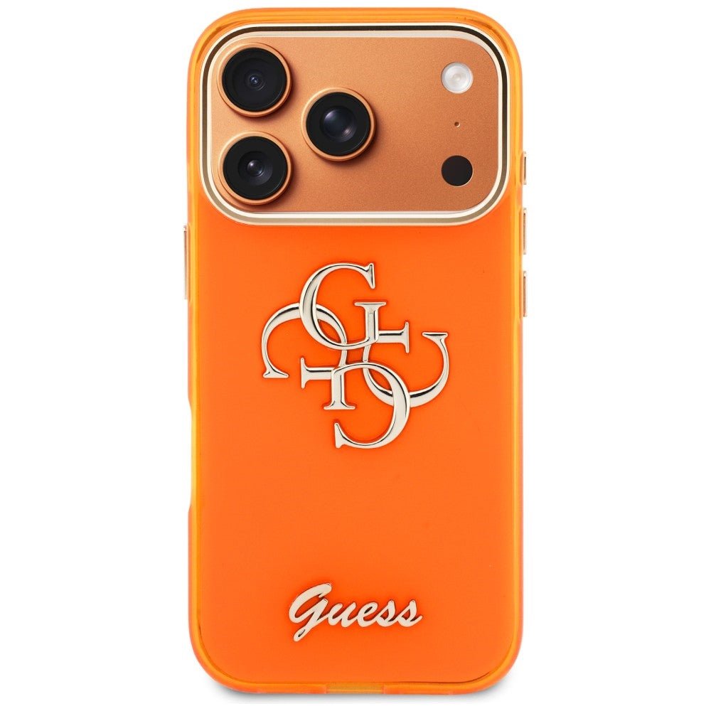 Guess iPhone 17 Pro Max - Σκληρή Θήκη με Πλαίσιο Σιλικόνης - IML 4G Script Metal - Orange
