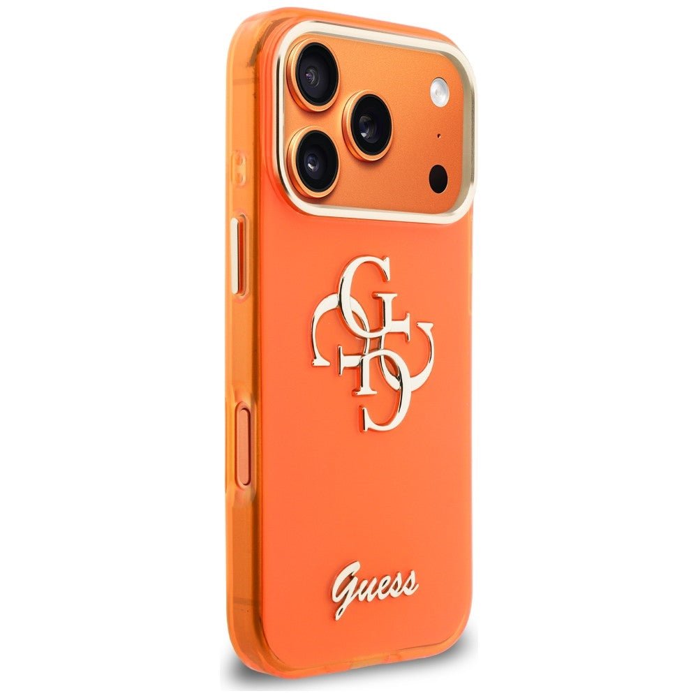 Guess iPhone 17 Pro Max - Σκληρή Θήκη με Πλαίσιο Σιλικόνης - IML 4G Script Metal - Orange