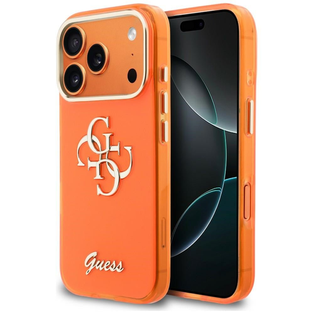Guess iPhone 17 Pro Max - Σκληρή Θήκη με Πλαίσιο Σιλικόνης - IML 4G Script Metal - Orange