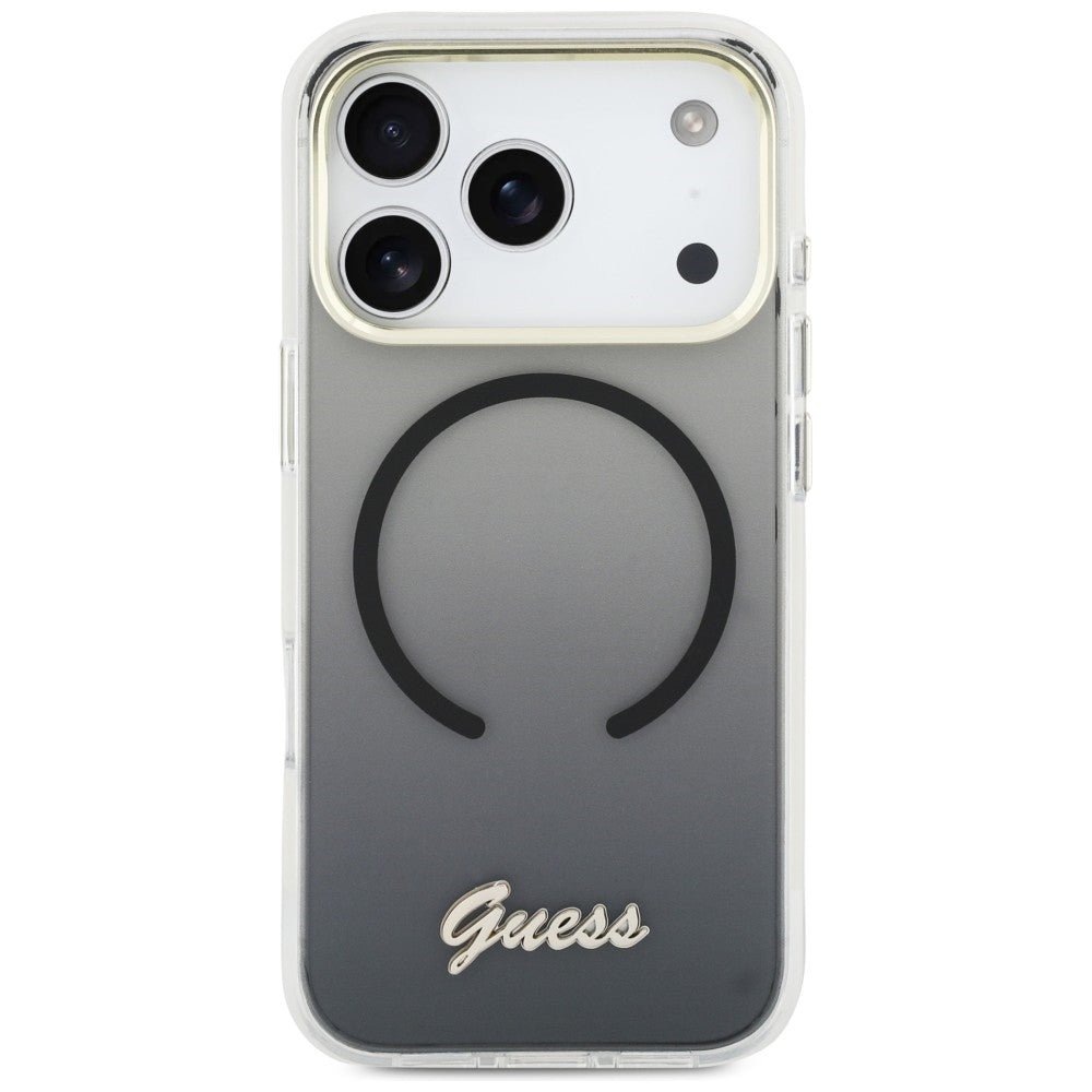 Guess iPhone 17 Pro Max - Σκληρή Θήκη με Πλαίσιο Σιλικόνης - IML Gradient Script Metal MagSafe - Black