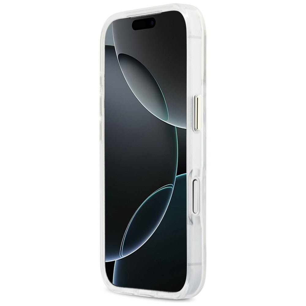 Guess iPhone 17 Pro Max - Σκληρή Θήκη με Πλαίσιο Σιλικόνης - IML Gradient Script Metal MagSafe - White
