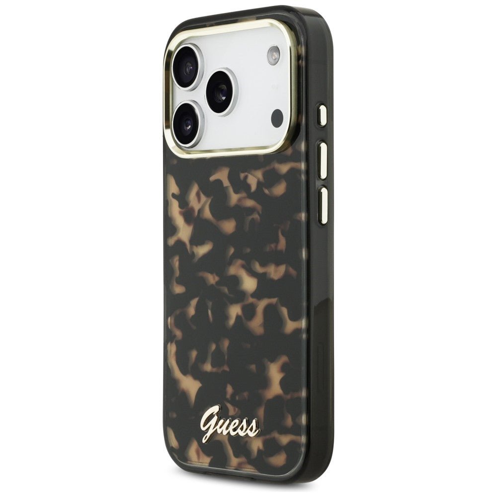 Guess iPhone 17 Pro Max - Σκληρή Θήκη με Πλαίσιο Σιλικόνης - IML Script Metal MagSafe - Tortoise