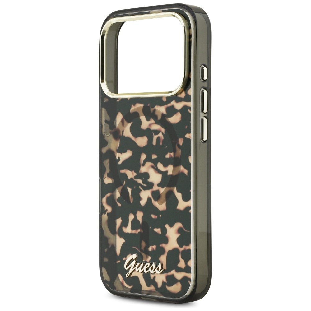 Guess iPhone 17 Pro Max - Σκληρή Θήκη με Πλαίσιο Σιλικόνης - IML Script Metal MagSafe - Tortoise