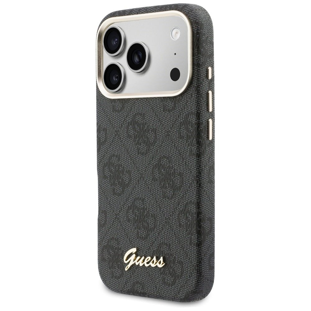 Guess iPhone 17 Pro Max - Σκληρή Θήκη με Πλαίσιο Σιλικόνης και MagSafe - 4G Script MagSafe - Black