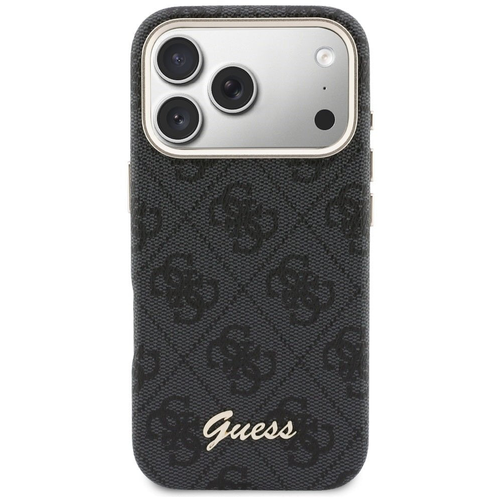 Guess iPhone 17 Pro Max - Σκληρή Θήκη με Πλαίσιο Σιλικόνης και MagSafe - 4G Script MagSafe - Black
