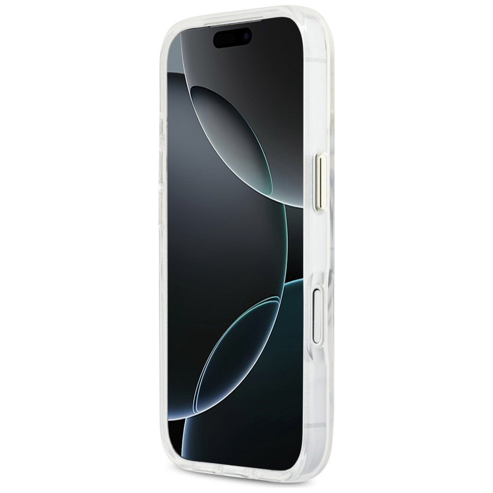 Guess iPhone 17 Pro Max - Σκληρή Θήκη με Πλαίσιο Σιλικόνης και MagSafe - IML Script Metal MagSafe - Clear