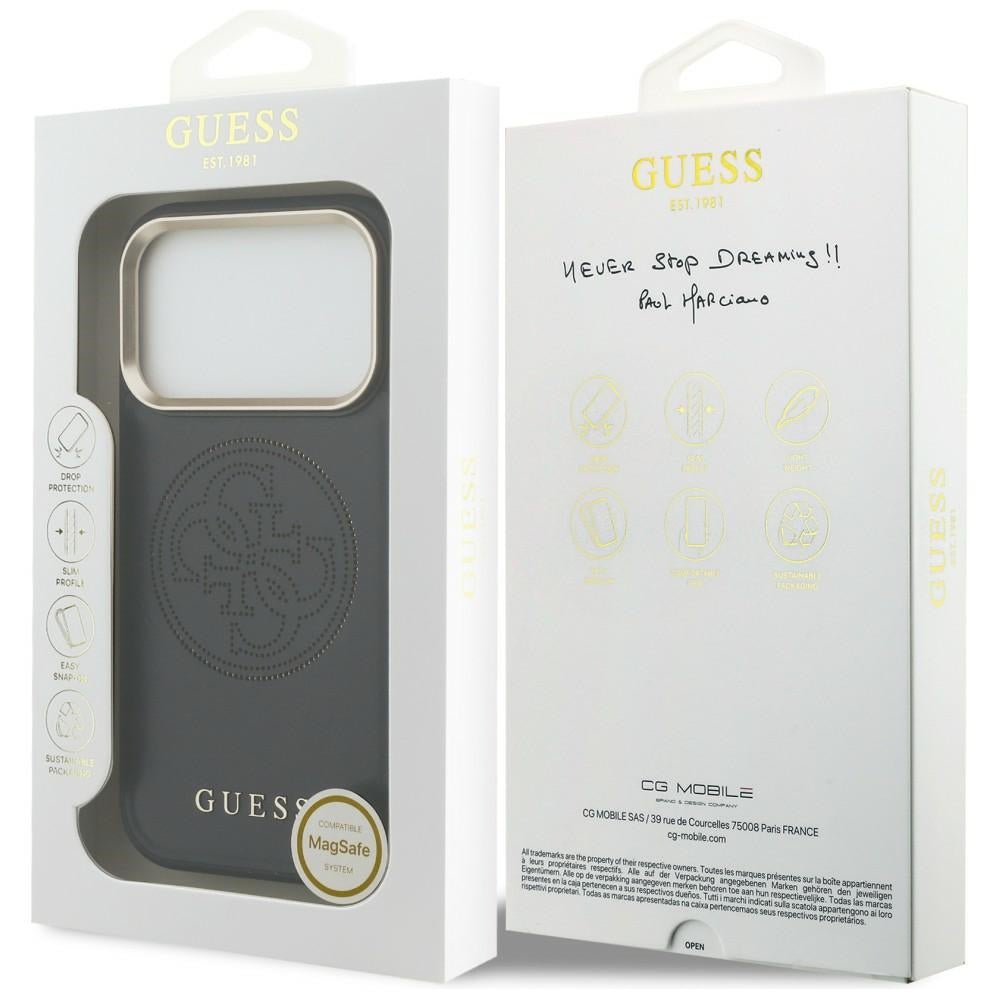 Guess iPhone 17 Pro Max - Θήκη με Επένδυση Συνθετικού Δέρματος - Perforated 4G MagSafe - Black
