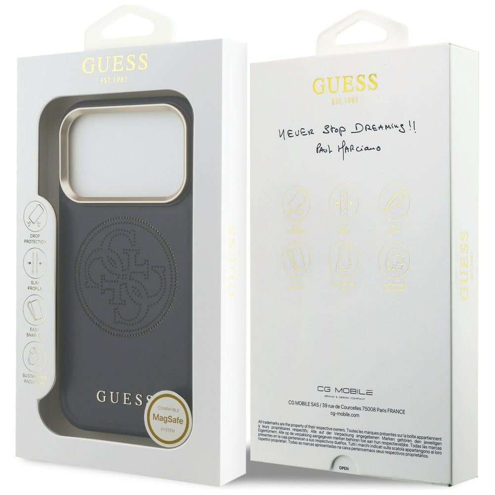 Guess iPhone 17 Pro Max - Θήκη με Επένδυση Συνθετικού Δέρματος - Perforated 4G MagSafe - Blue