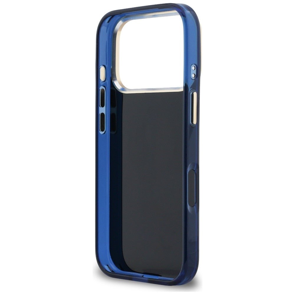 Guess iPhone 17 Pro - Σκληρή Θήκη με Πλαίσιο Σιλικόνης - IML 4G Script Metal - Blue