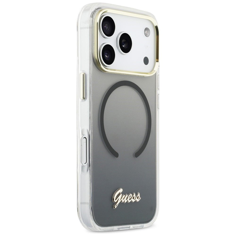 Guess iPhone 17 Pro - Σκληρή Θήκη με Πλαίσιο Σιλικόνης - IML Gradient Script Metal MagSafe - Black