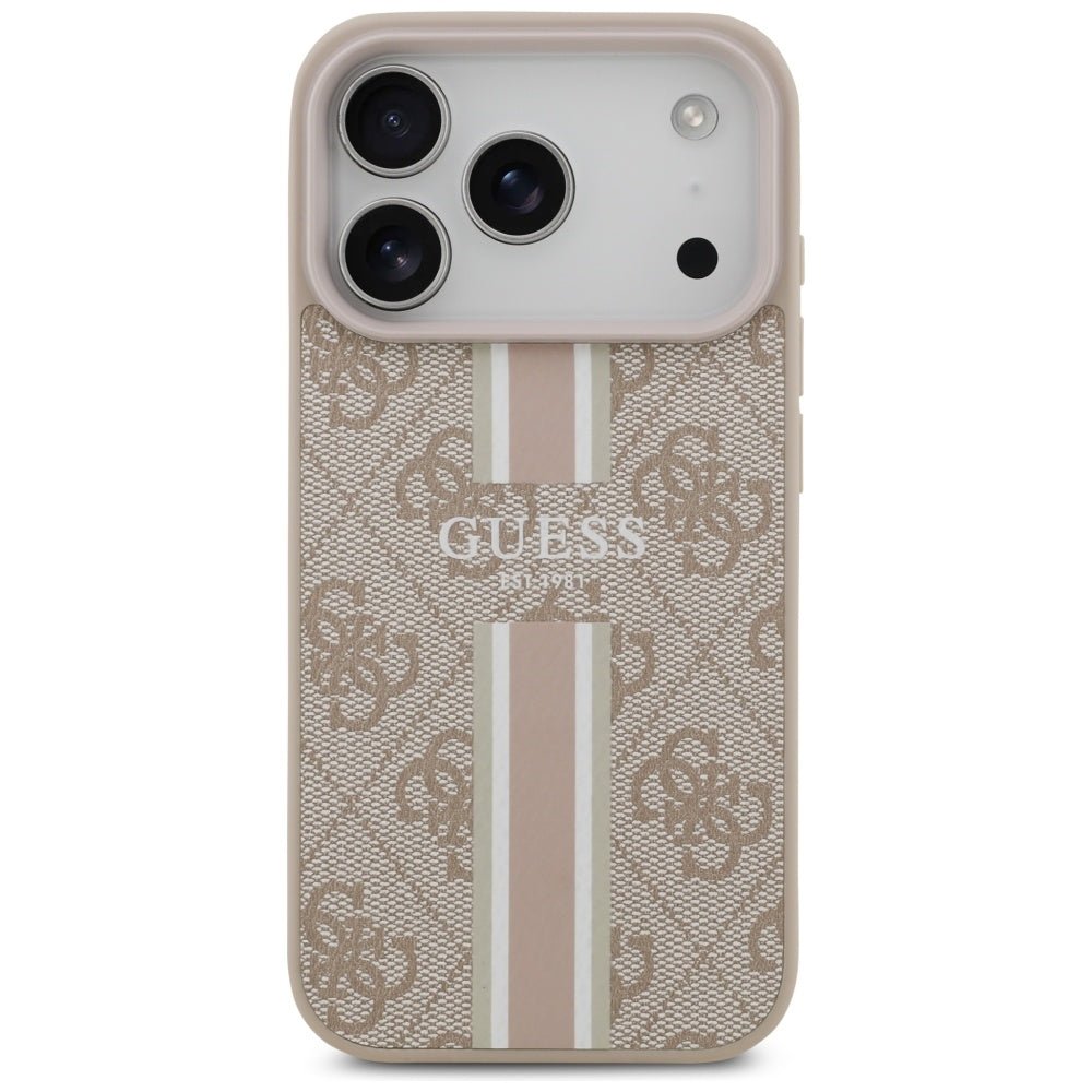 Guess iPhone 17 Pro - Θήκη με Επένδυση Συνθετικού Δέρματος - 4G Printed Stripes MagSafe - Pink
