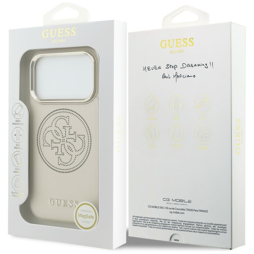 Guess iPhone 17 Pro - Θήκη με Επένδυση Συνθετικού Δέρματος - Perforated 4G MagSafe - Beige