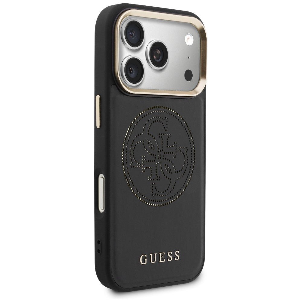 Guess iPhone 17 Pro - Θήκη με Επένδυση Συνθετικού Δέρματος - Perforated 4G MagSafe - Black