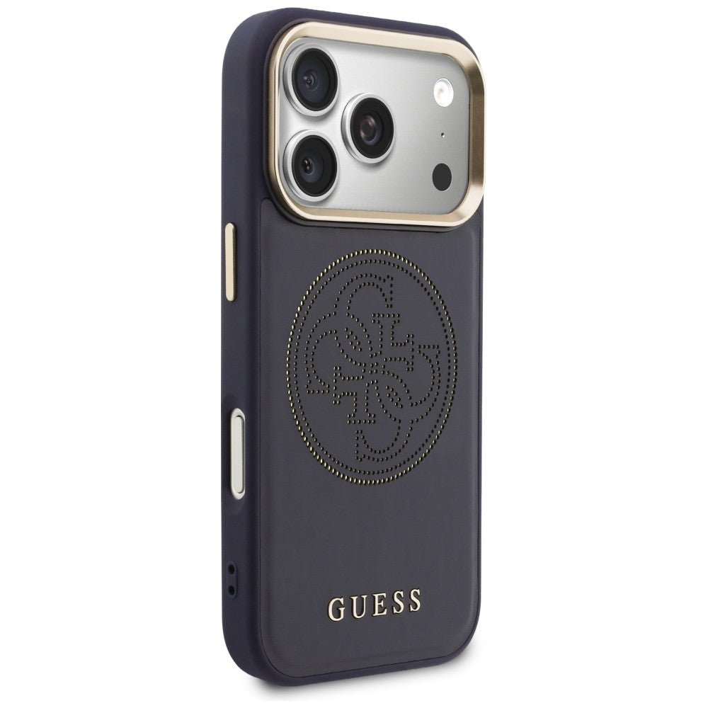 Guess iPhone 17 Pro - Θήκη με Επένδυση Συνθετικού Δέρματος - Perforated 4G MagSafe - Blue