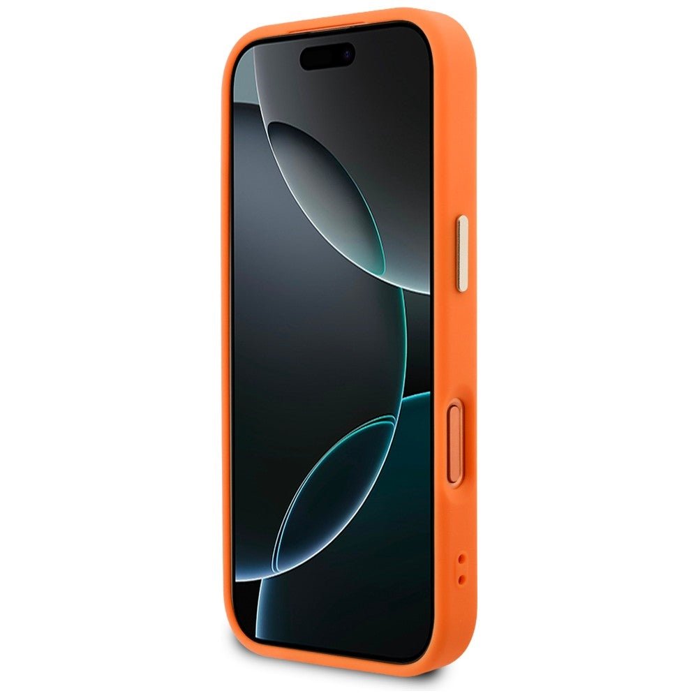 Guess iPhone 17 Pro - Θήκη με Επένδυση Συνθετικού Δέρματος - Perforated 4G MagSafe - Orange