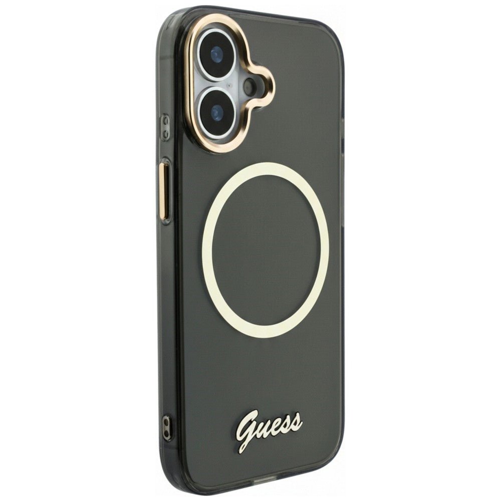 Guess iPhone 17 - Σκληρή Θήκη με Πλαίσιο Σιλικόνης - IML Script Metal MagSafe - Black