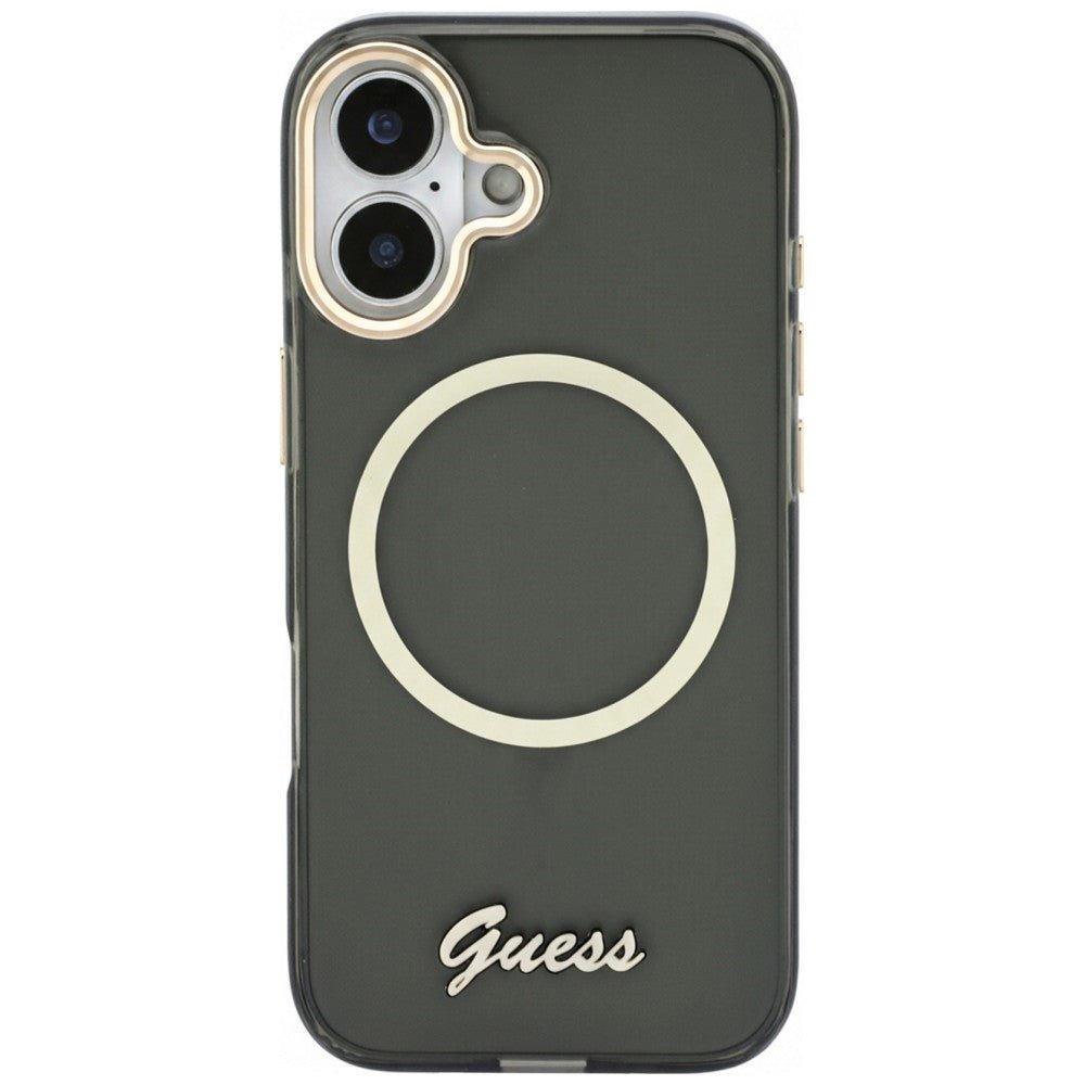 Guess iPhone 17 - Σκληρή Θήκη με Πλαίσιο Σιλικόνης - IML Script Metal MagSafe - Black