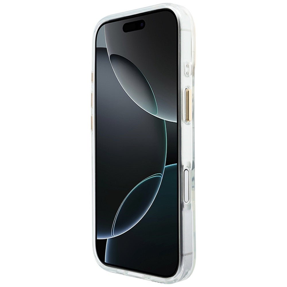 Guess iPhone 17 - Σκληρή Θήκη με Πλαίσιο Σιλικόνης - IML Script Metal MagSafe - Διάφανη