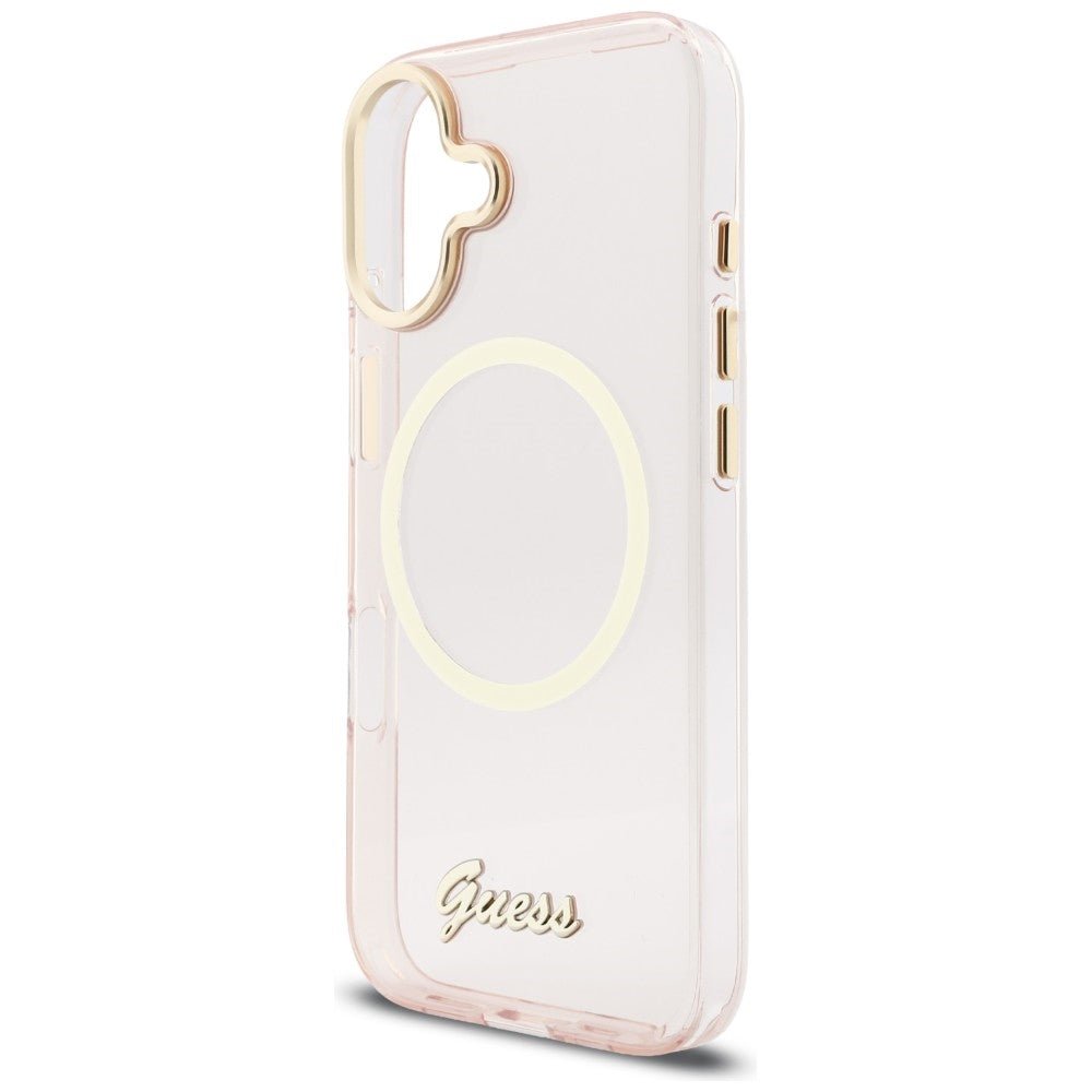 Guess iPhone 17 - Σκληρή Θήκη με Πλαίσιο Σιλικόνης - IML Script Metal MagSafe - Pink