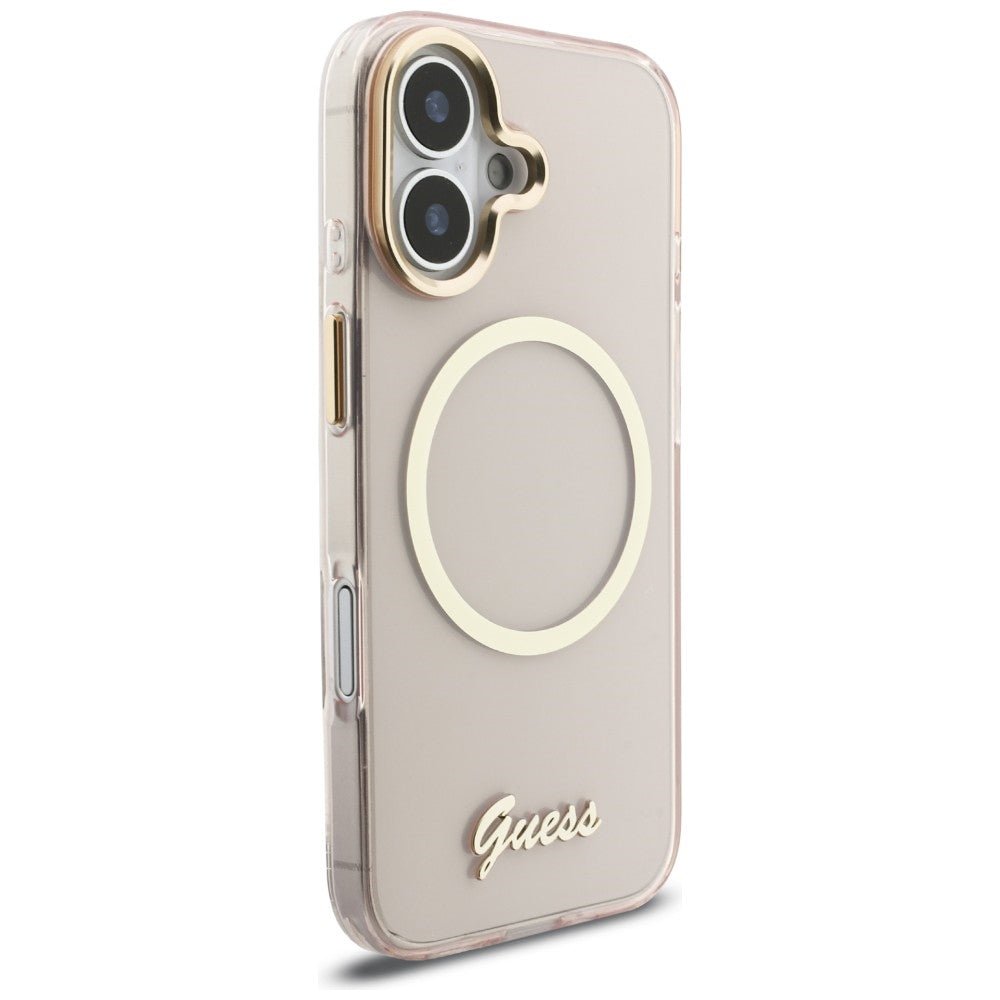 Guess iPhone 17 - Σκληρή Θήκη με Πλαίσιο Σιλικόνης - IML Script Metal MagSafe - Pink