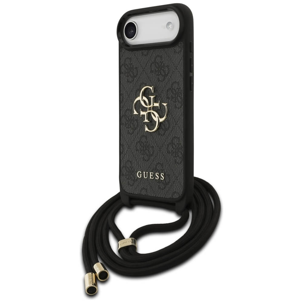 Guess iPhone Air - 4G Big Logo Cord Stap Crossbody - Θήκη με Επένδυση Συνθετικού Δέρματος και Λουράκι - Black