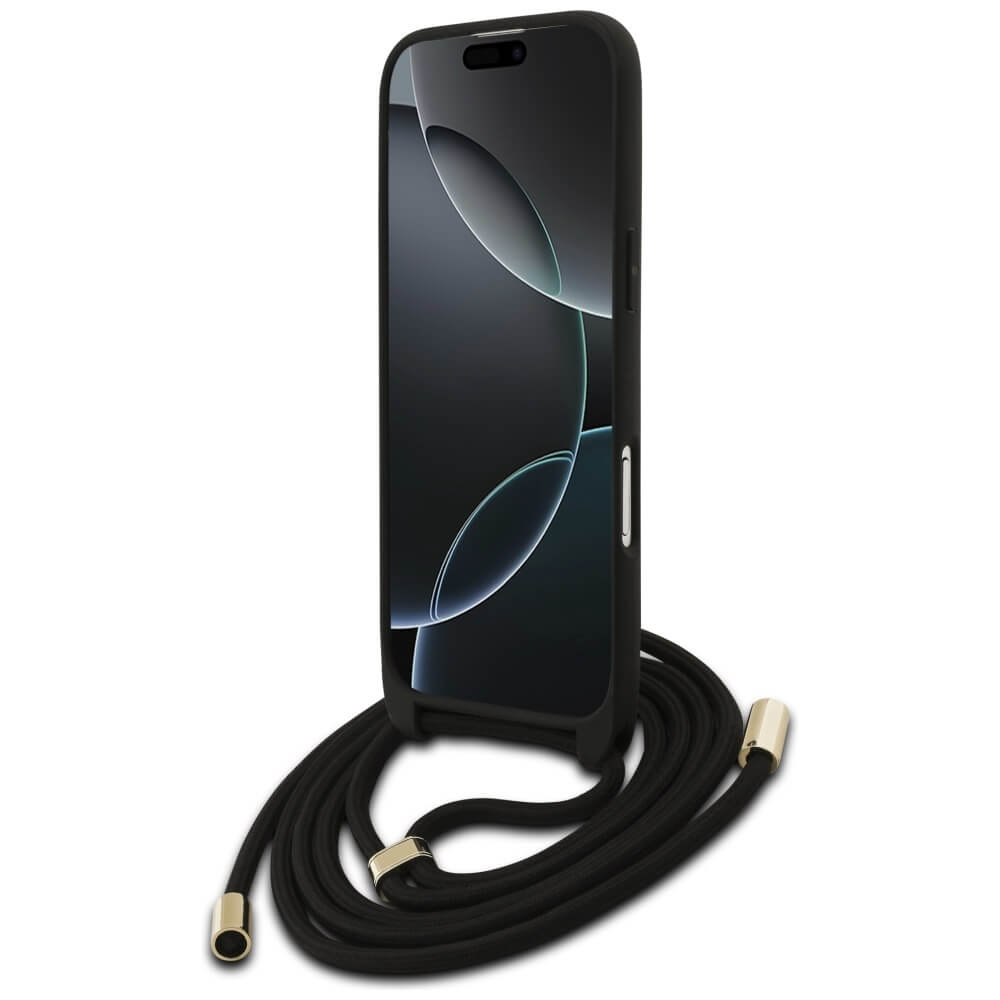 Guess iPhone Air - 4G Big Logo Cord Stap Crossbody - Θήκη με Επένδυση Συνθετικού Δέρματος και Λουράκι - Black