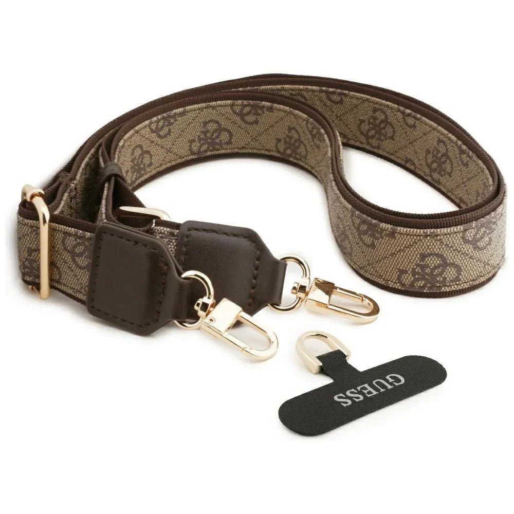 Guess iPhone Air - 4G Strass Logo and Big Strap Metal Buttons MagSafe - Θήκη με Επένδυση Συνθετικού Δέρματος και Λουράκι - Brown