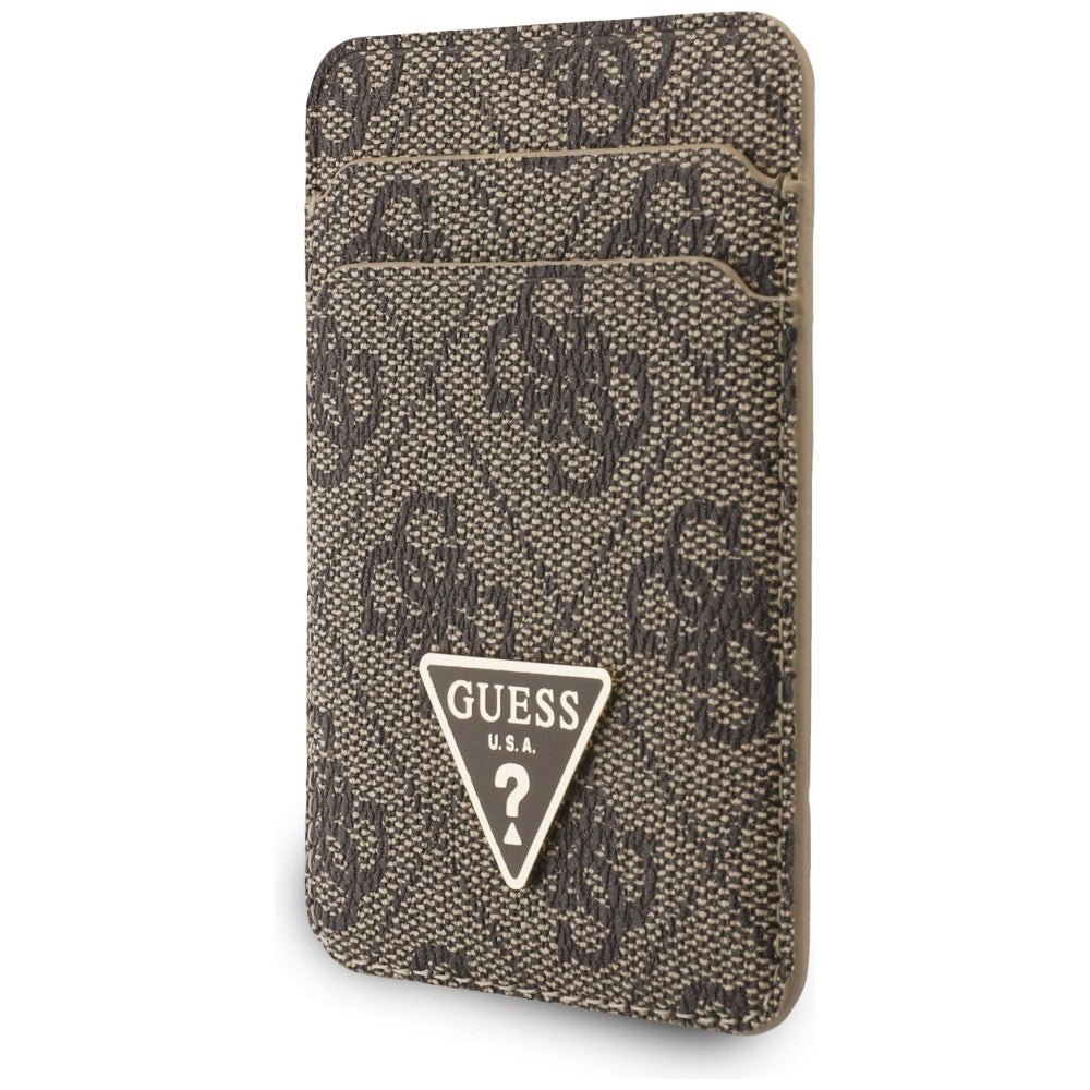 Guess MagSafe Θήκη για Κάρτες με Universal Λουράκι Καρπού - Triangle - Brown
