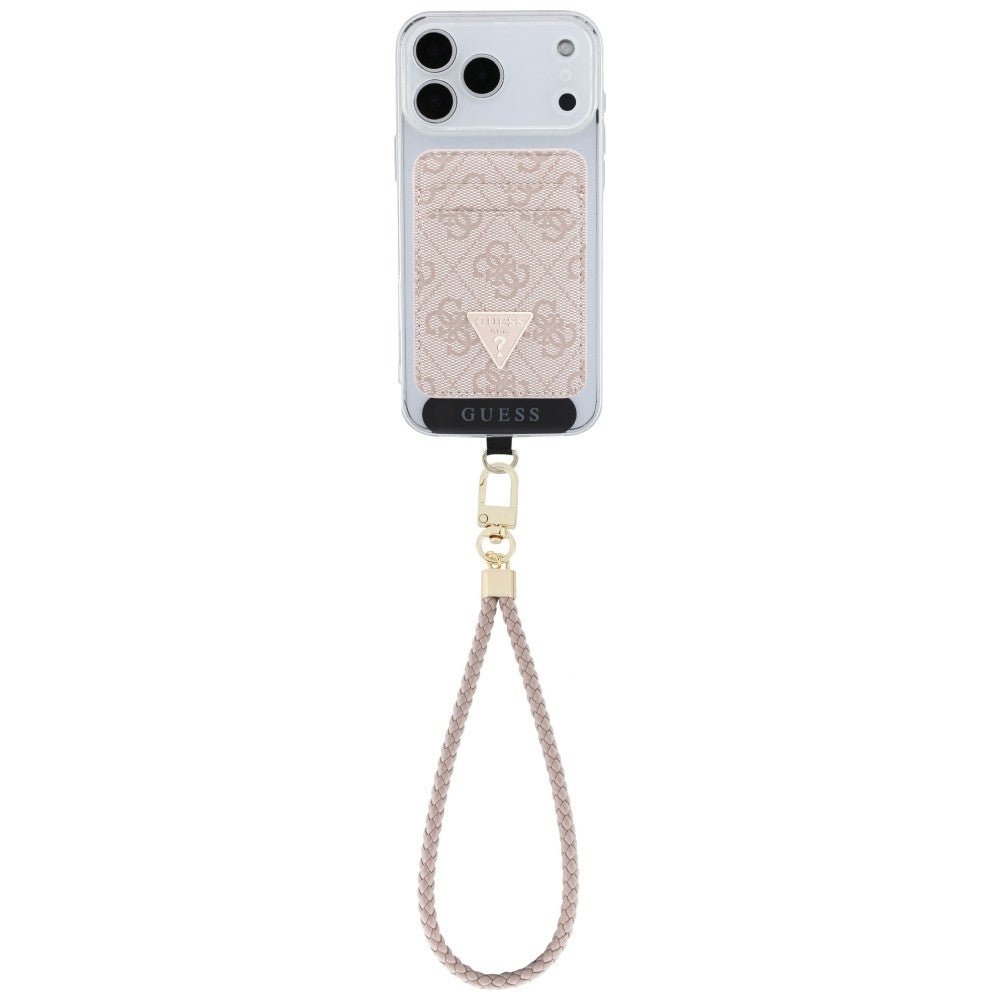 Guess MagSafe Θήκη για Κάρτες με Universal Λουράκι Καρπού - Triangle - Pink