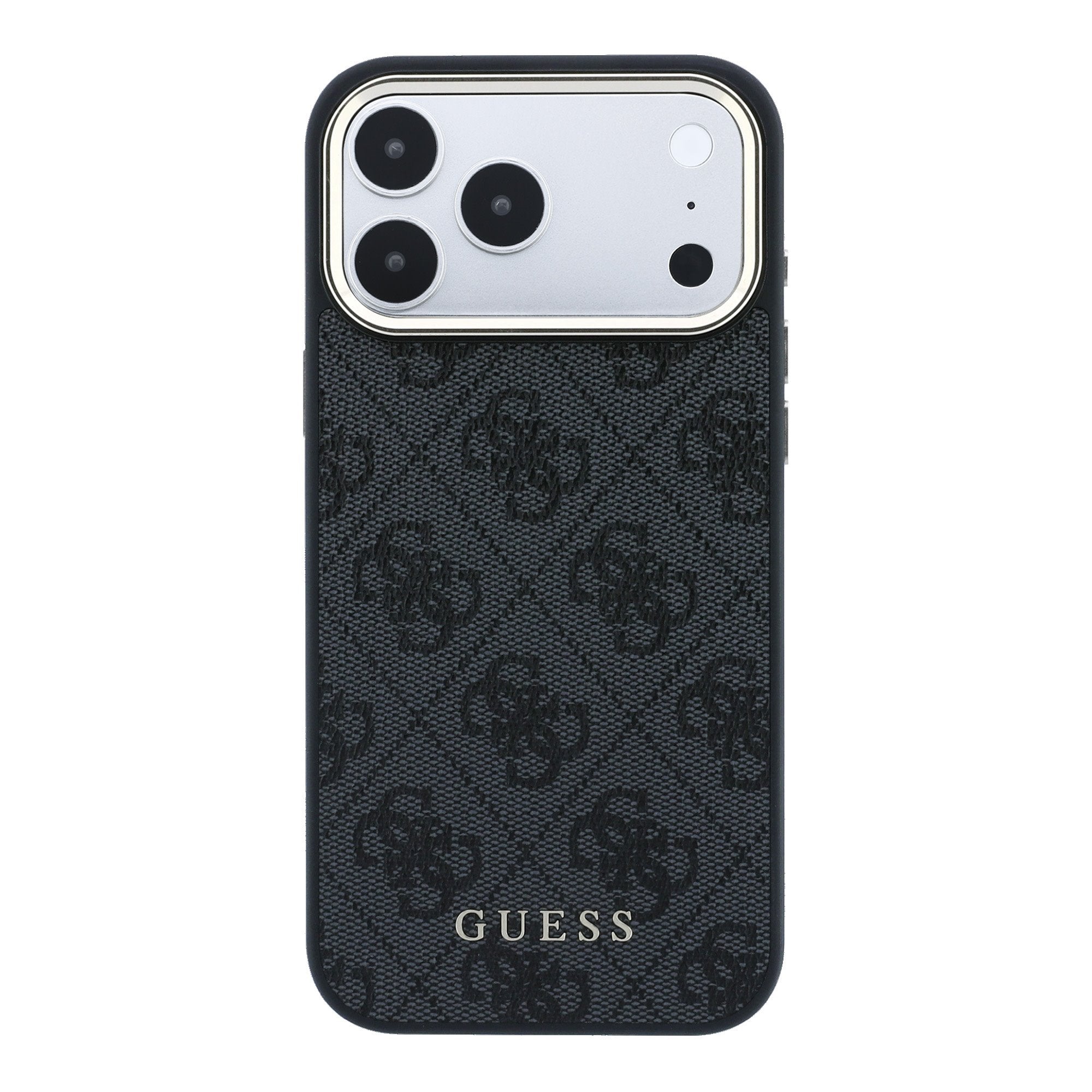 Guess iPhone 17 Pro / iPhone 18 Pro - Σκληρή Θήκη με Πλαίσιο Σιλικόνης και Επένδυση Οικολογικού Δέρματος - PU Leather 4G Gold Frame MagSafe - Black