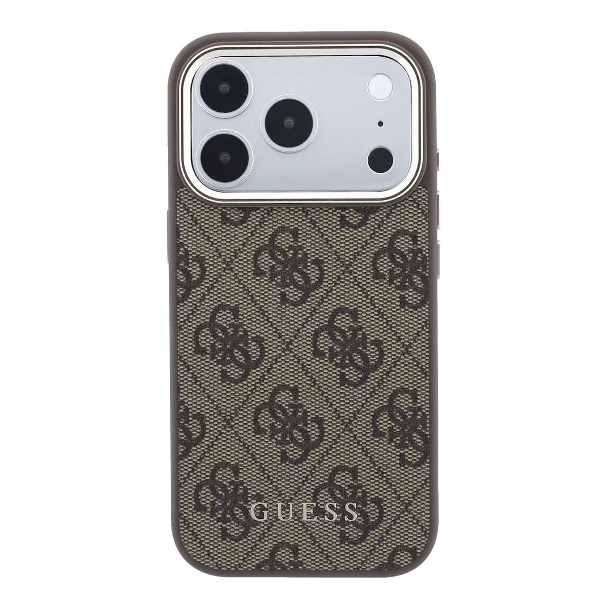 Guess iPhone 17 Pro / iPhone 18 Pro - Σκληρή Θήκη με Πλαίσιο Σιλικόνης και Επένδυση Οικολογικού Δέρματος - PU Leather 4G Gold Frame MagSafe - Brown