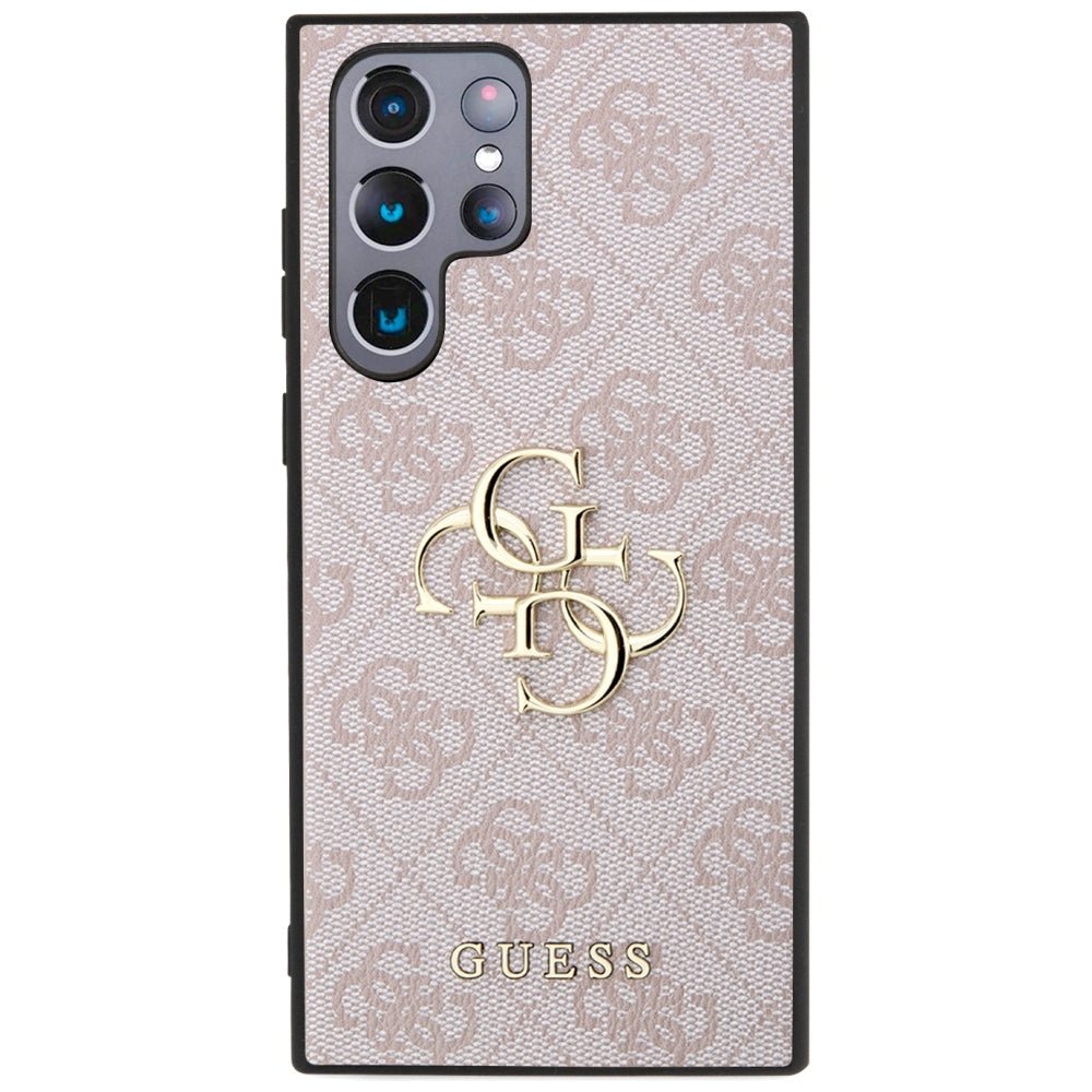 Guess Samsung Galaxy S24 Ultra - 4G Big Metal Logo Θήκη με Επένδυση Συνθετικού Δέρματος - Pink - GUHCS24L4GMGPI