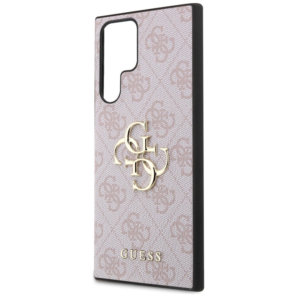 Guess Samsung Galaxy S24 Ultra - 4G Big Metal Logo Θήκη με Επένδυση Συνθετικού Δέρματος - Pink - GUHCS24L4GMGPI