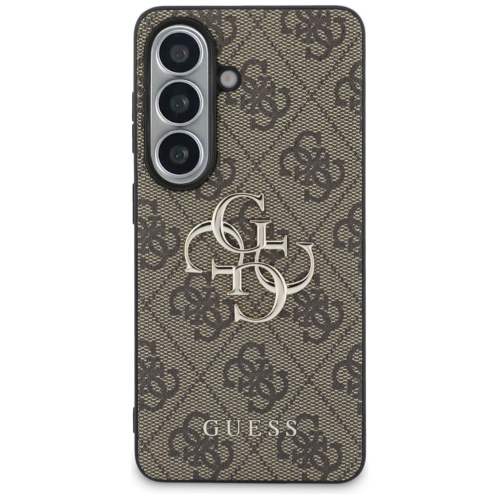 Guess Samsung Galaxy S26 - Σκληρή Θήκη με Πλαίσιο Σιλικόνης και Επένδυση Συνθετικού Δέρματος - 4G Big Metal Logo - Brown