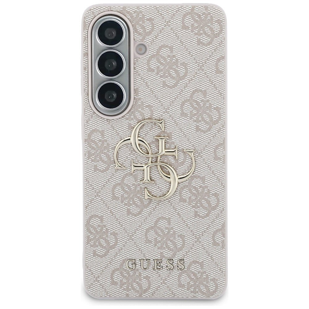 Guess Samsung Galaxy S26 - Σκληρή Θήκη με Πλαίσιο Σιλικόνης και Επένδυση Συνθετικού Δέρματος - 4G Big Metal Logo - Pink