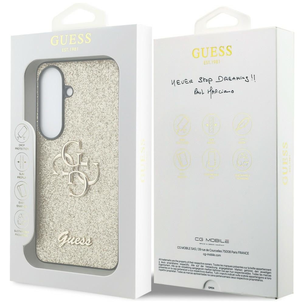 Guess Samsung Galaxy S26 - Σκληρή Θήκη Glitter με Πλαίσιο Σιλικόνης - Fixed Glitter Big 4G - Gold