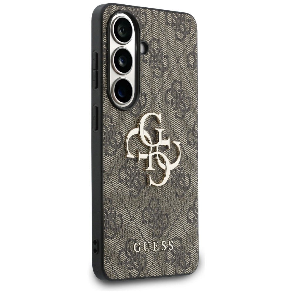 Guess Samsung Galaxy S26 Plus - Σκληρή Θήκη με Πλαίσιο Σιλικόνης και Επένδυση Συνθετικού Δέρματος - 4G Big Metal Logo - Brown
