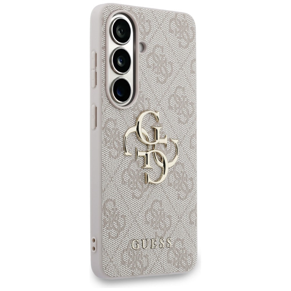 Guess Samsung Galaxy S26 Plus - Σκληρή Θήκη με Πλαίσιο Σιλικόνης και Επένδυση Συνθετικού Δέρματος - 4G Big Metal Logo - Pink