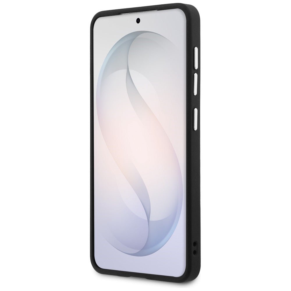 Guess Samsung Galaxy S26 Plus - Σκληρή Θήκη με Επένδυση Οικολογικού Δέρματος - Fixed Glitter Triangle MagSafe - Black