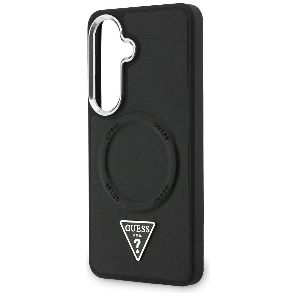 Guess Samsung Galaxy S26 - Σκληρή Θήκη με Επένδυση Οικολογικού Δέρματος - Embossed Ring Triangle Logo MagSafe - Black