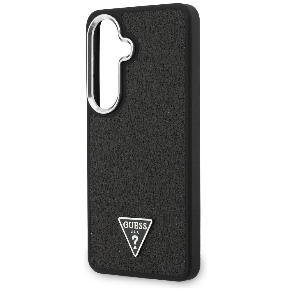 Guess Samsung Galaxy S26 - Σκληρή Θήκη με Επένδυση Οικολογικού Δέρματος - Fixed Glitter Triangle MagSafe - Black